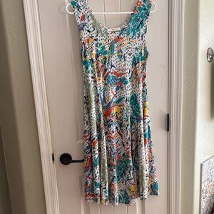 Sleeveless Midi Dress in Teal Multi-Print